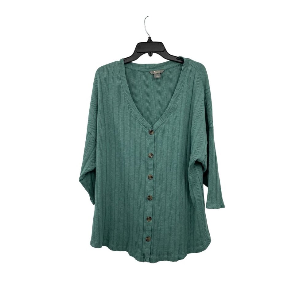 Natural Reflections Cardigan Womens XL Used Green Textured